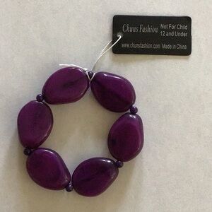 Vibrant Purple Beaded Bracelet with Smooth Oval Beads